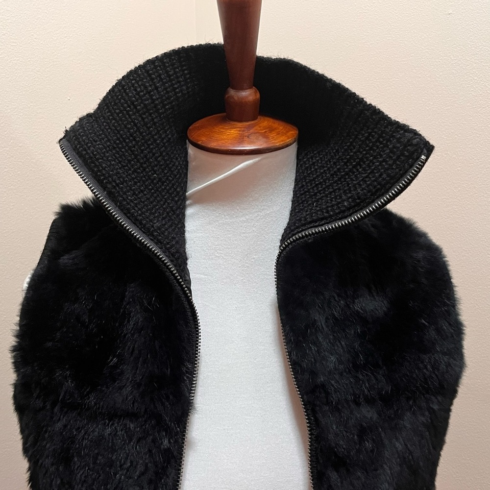 June Black Faux Fur Vest